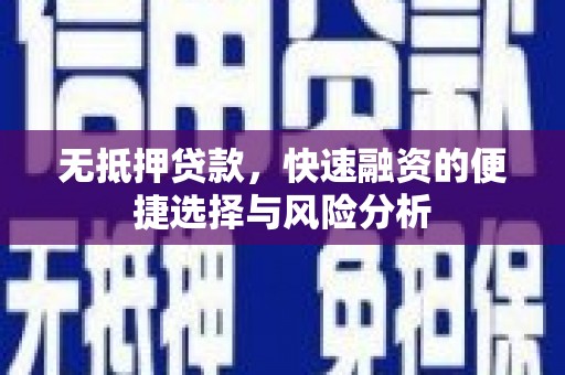 蒸湘无抵押贷款，快速融资的便捷选择与风险分析