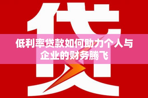 蒸湘低利率贷款如何助力个人与企业的财务腾飞